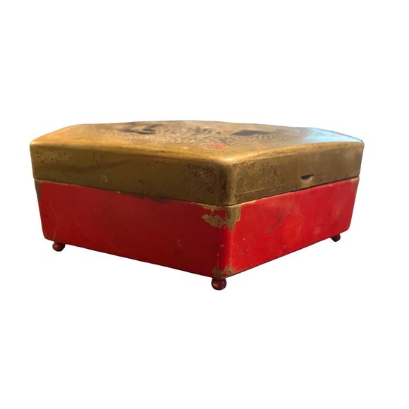 Vtg ArtStyle Chocolate Co Metal Footed Tin Art Deco Style Octagon Hinged Trinket - Picture 2 of 8